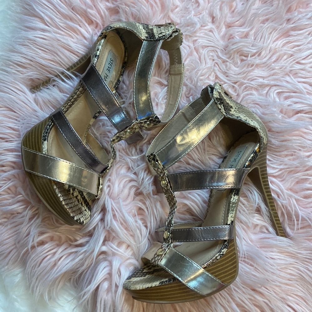 Steve Madden Snake Print Platform Heels Sz 6
